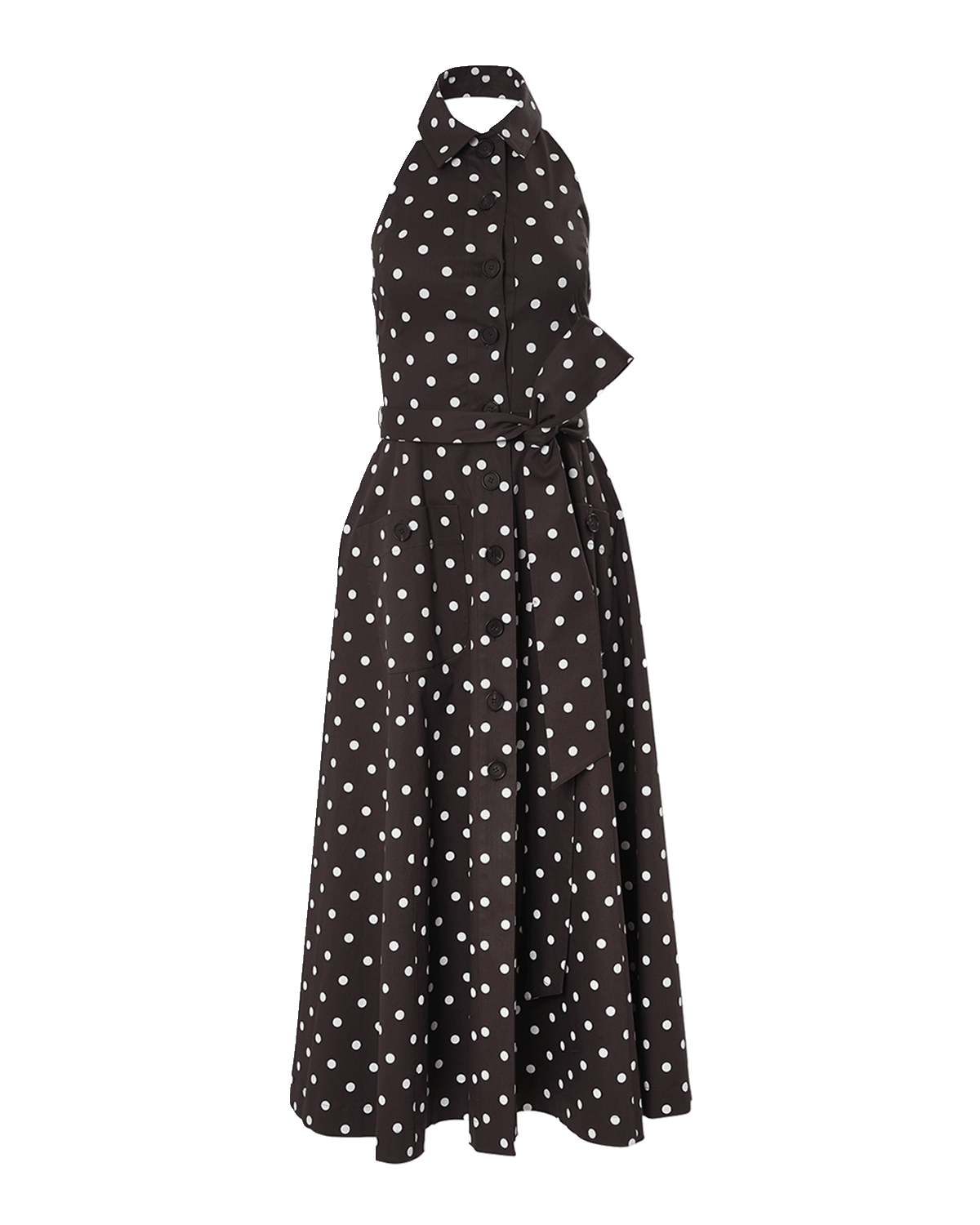 Carolina Herrera Polka-Dot Shirtdress with Tie Belt