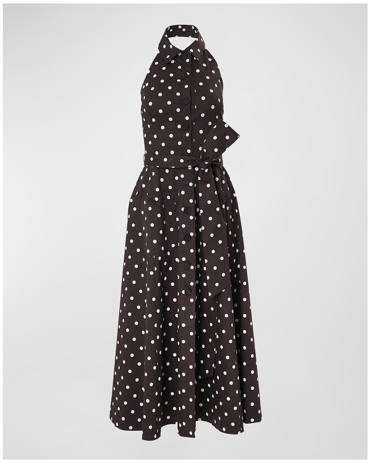 Carolina Herrera Polka-Dot Shirtdress with Tie Belt
