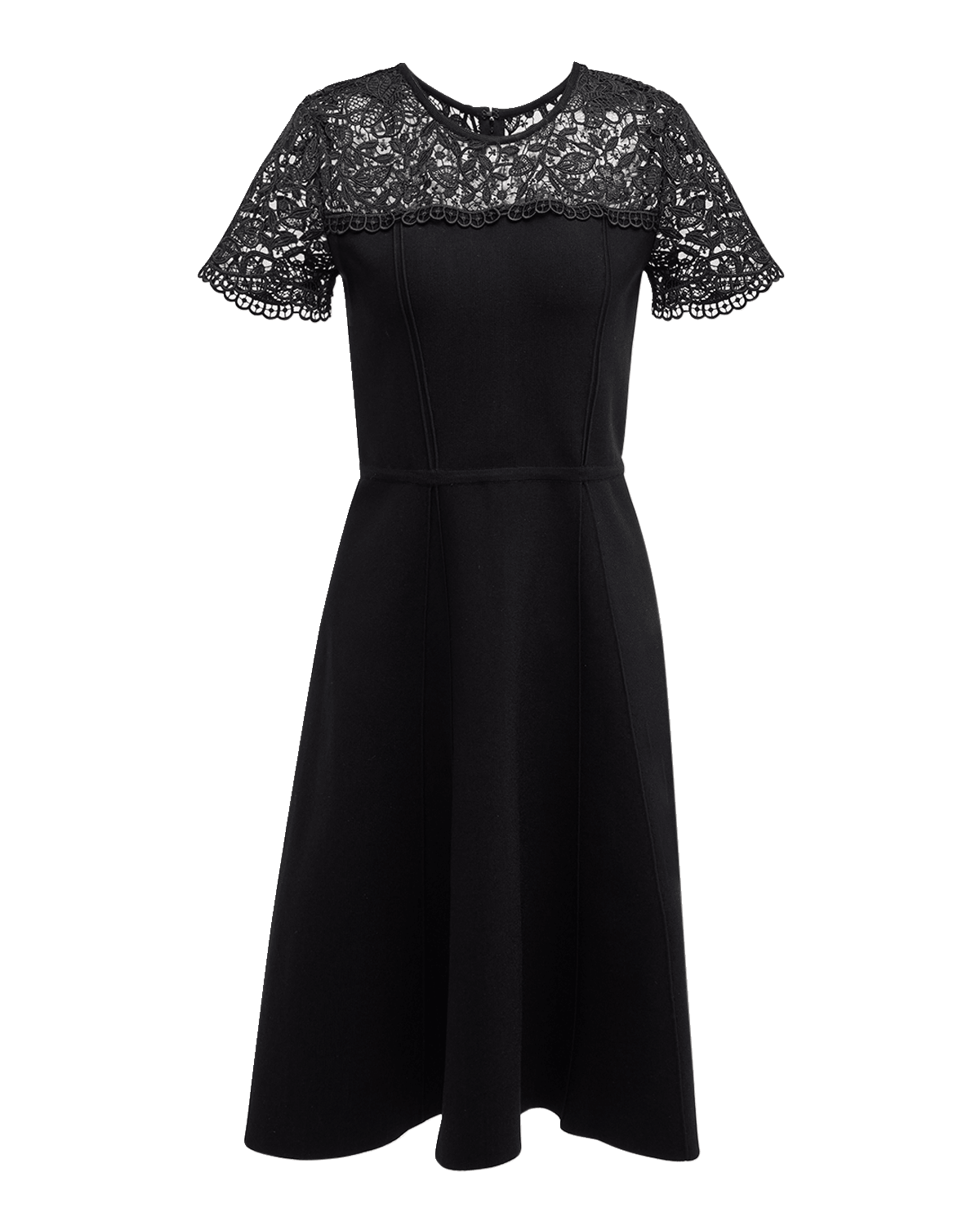 Carolina Herrera Knit Midi Dress with Lace Inset Detail