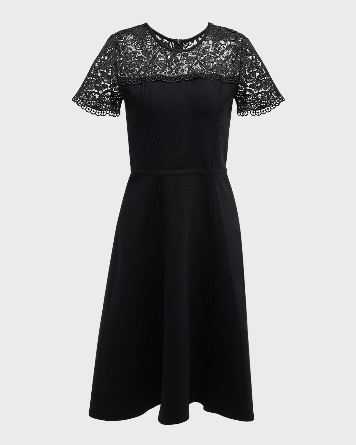 Carolina Herrera Knit Midi Dress with Lace Inset Detail