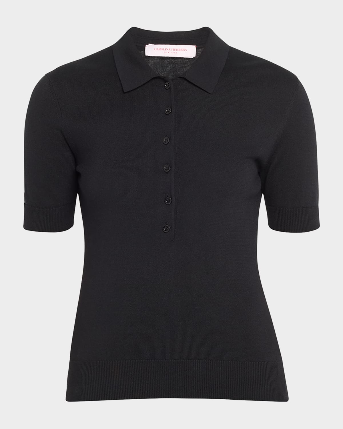 Carolina Herrera Button-Front Knit Polo Top