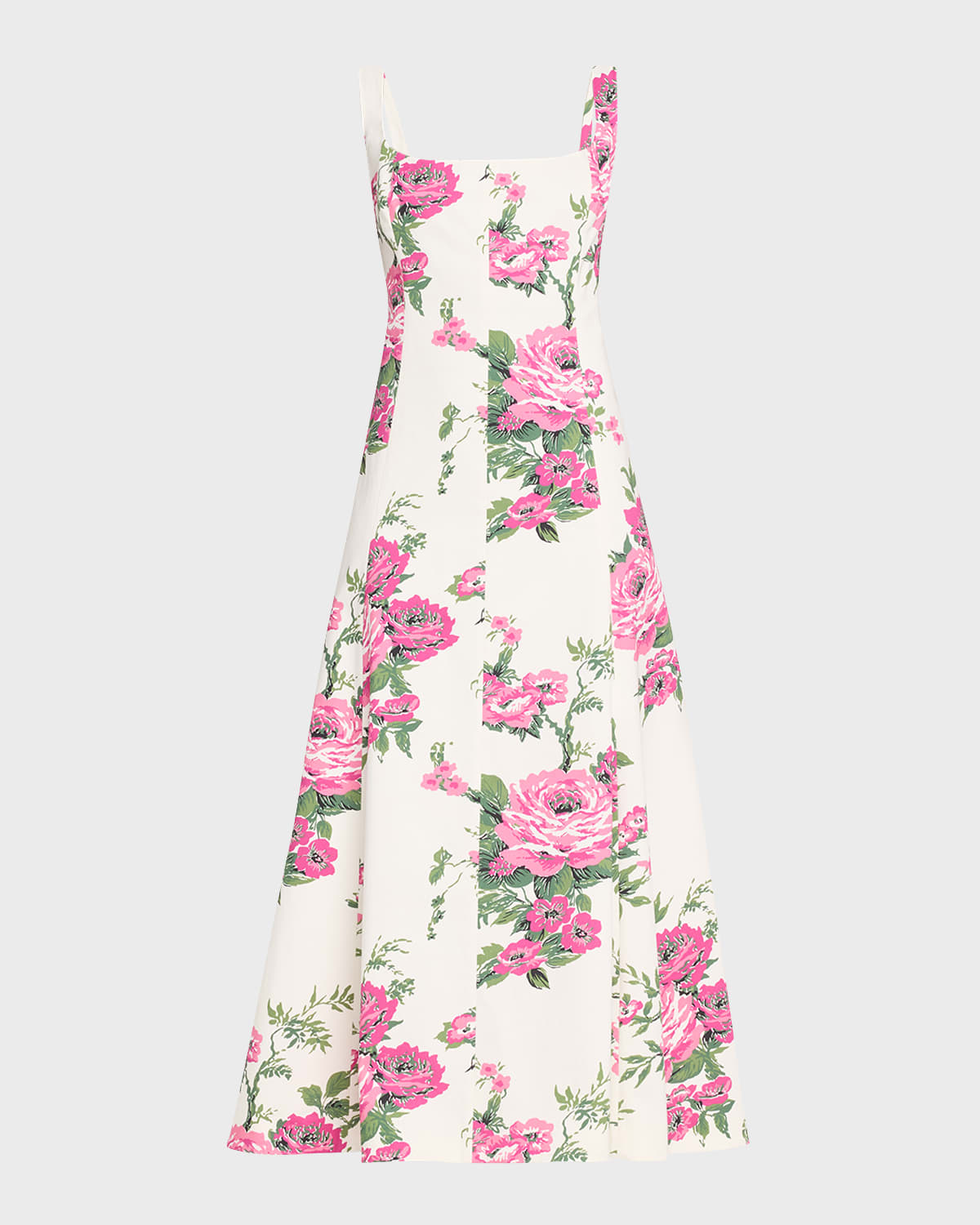 Carolina Herrera Floral-Print Square-Neck Midi Dress