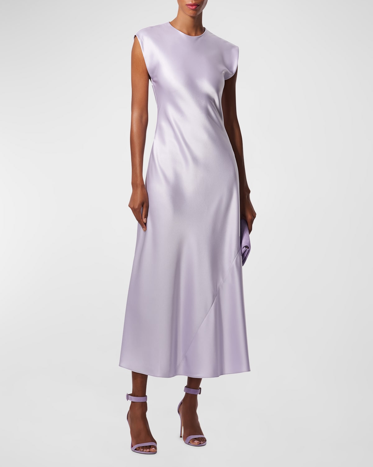 Carolina Herrera Satin Cap-Sleeve Maxi Dress