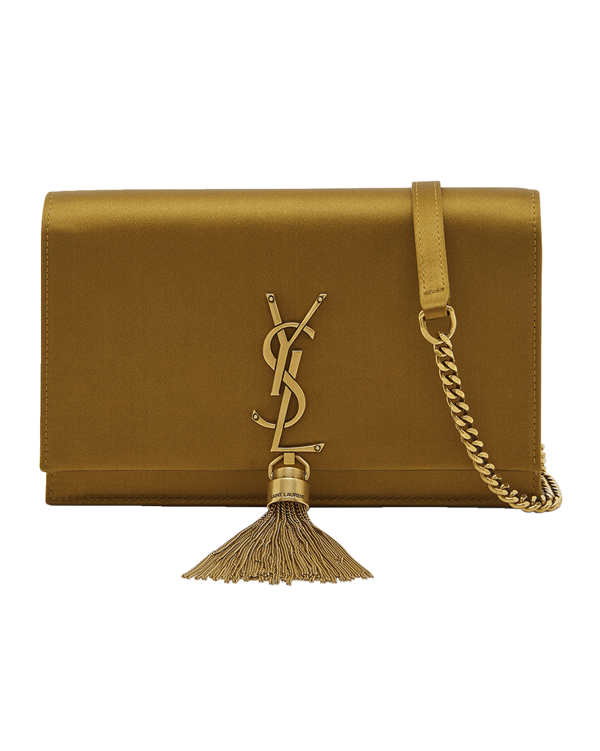 Saint Laurent Kate Tassel YSL Satin Wallet on Chain