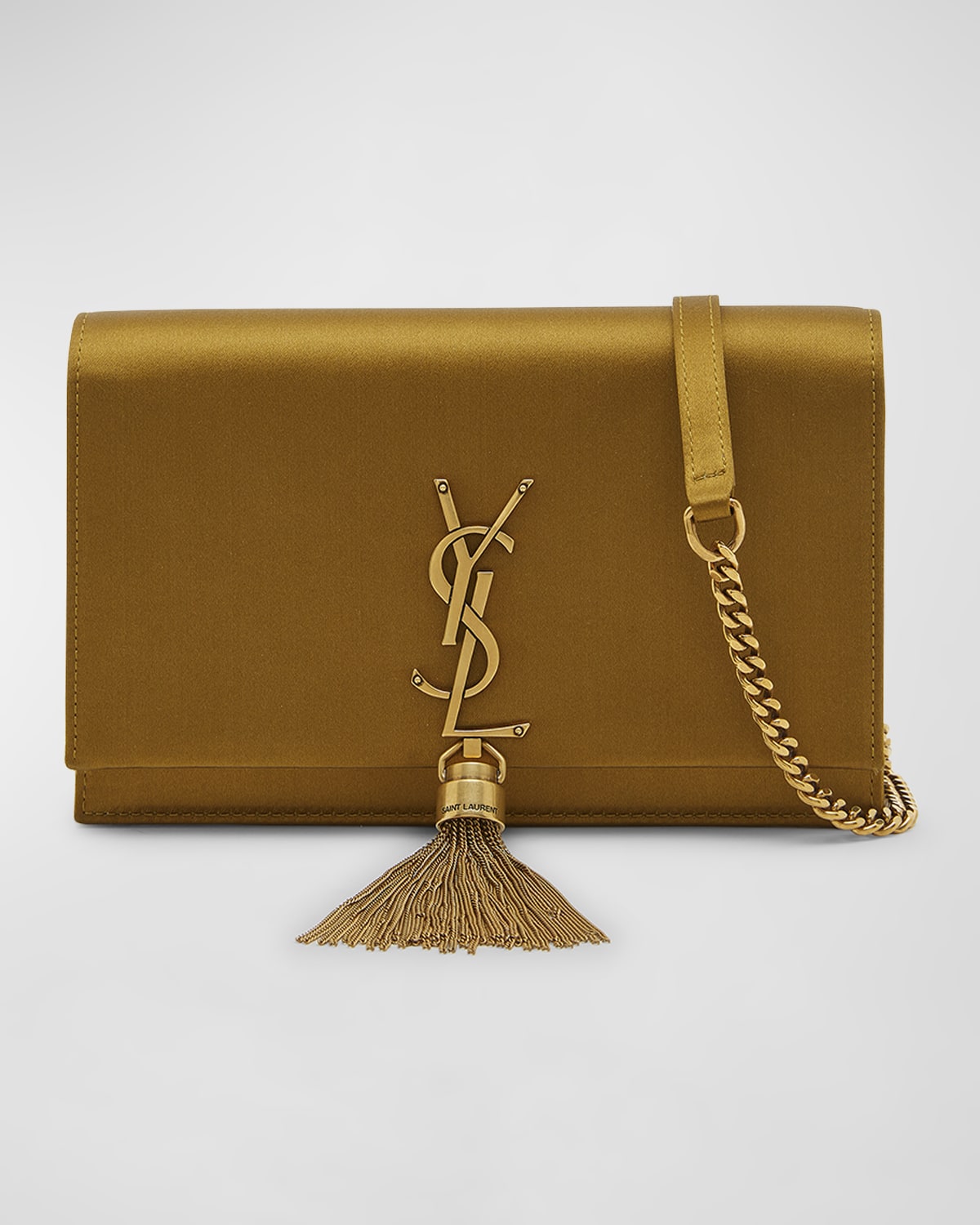 Saint Laurent Kate Tassel YSL Satin Wallet on Chain
