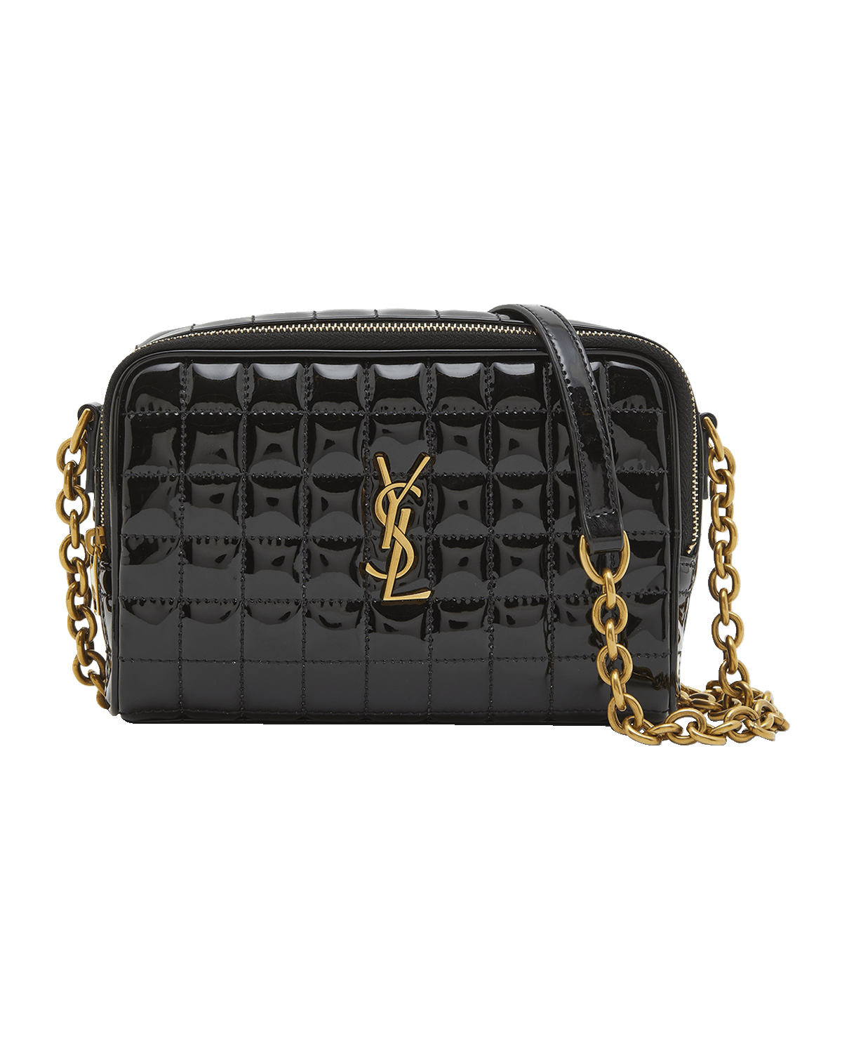 Saint Laurent Cassandre Mini YSL Camera Bag in Quilted Patent Leather