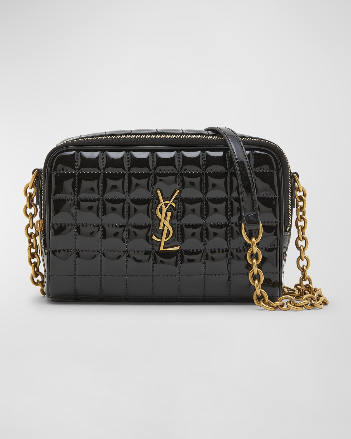 Saint Laurent Cassandre Mini YSL Camera Bag in Quilted Patent Leather