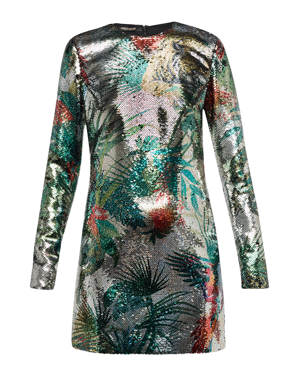 Roberto Cavalli Tropical Sequin-Embellished Mini Dress