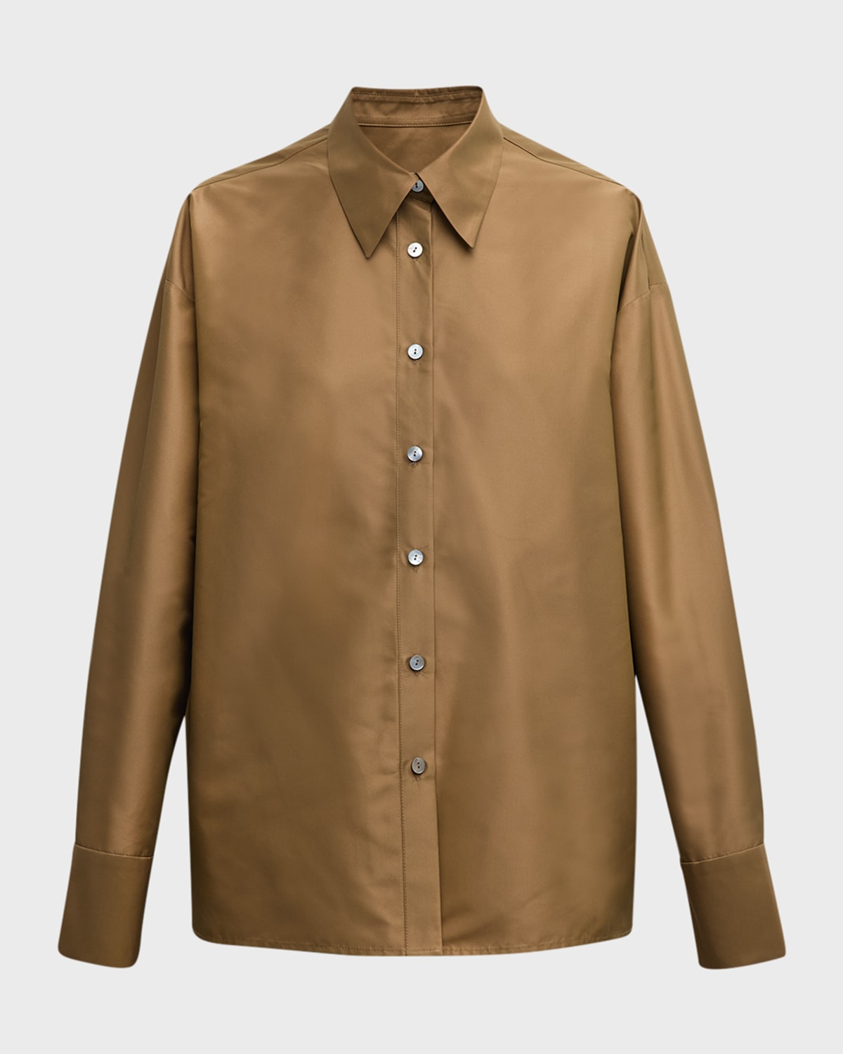 Gia Studios Button-Front Taffeta Shirt