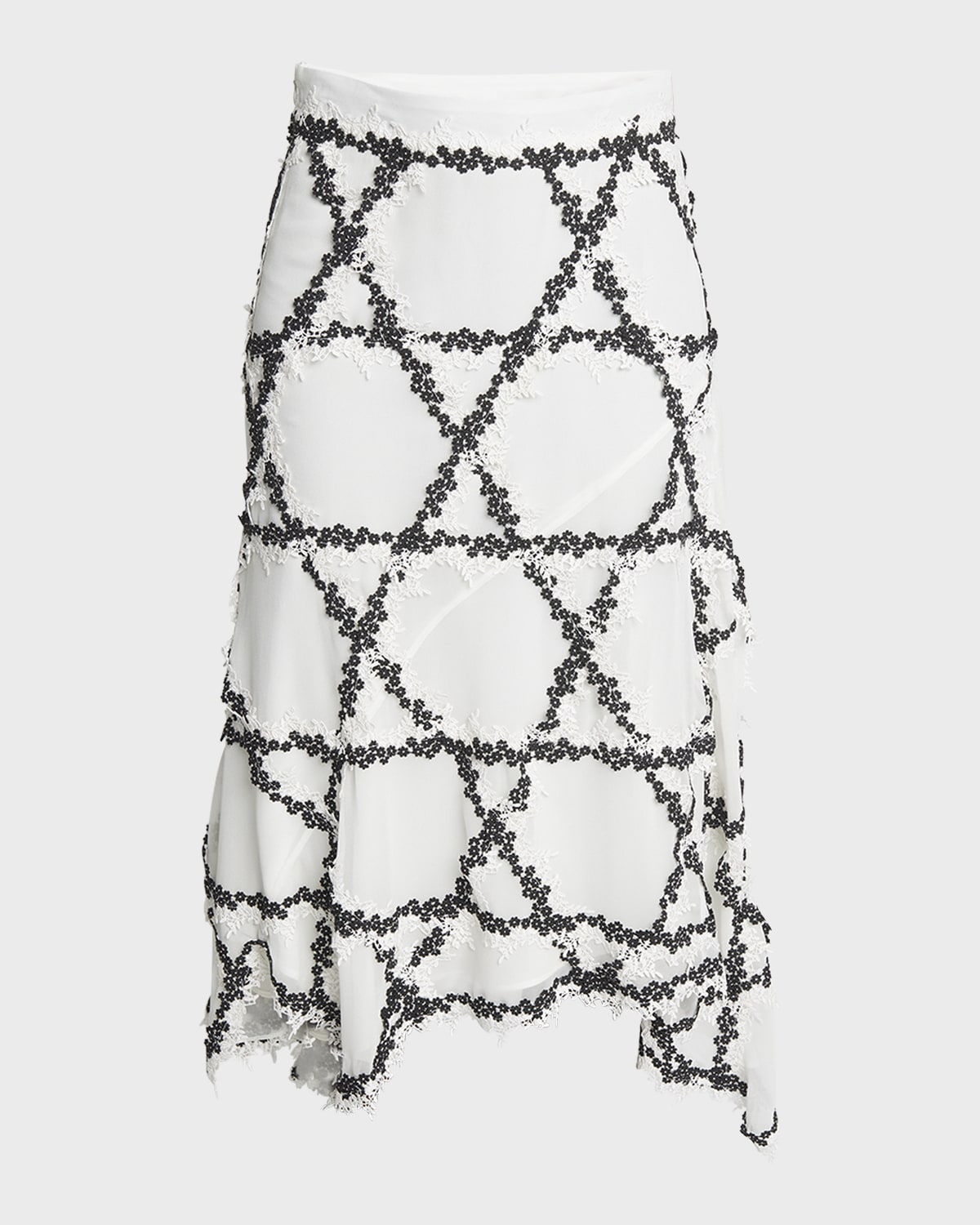 Koche Flared Lace Midi Skirt