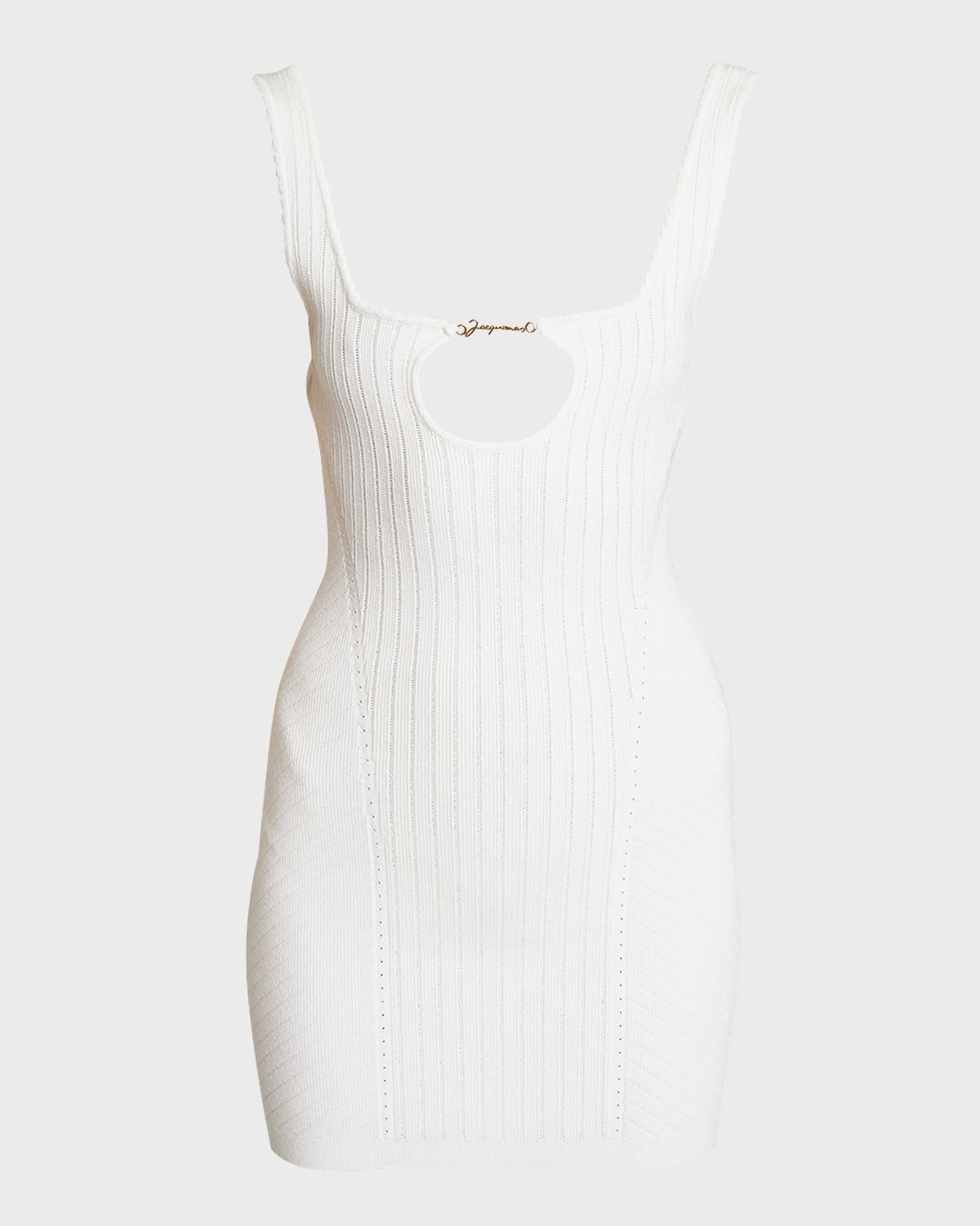 Jacquemus Sierra Logo Script Cutout Sleeveless Rib Mini Dress