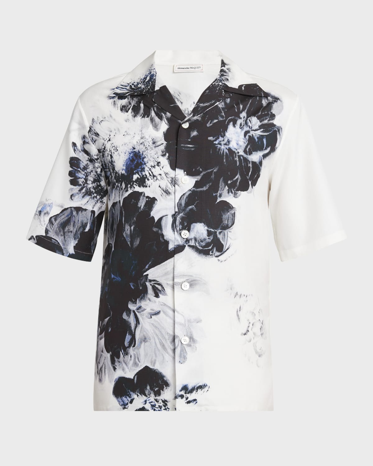 Alexander McQueen Men's Dutch-Floral Print Short-Sleeve Shirt