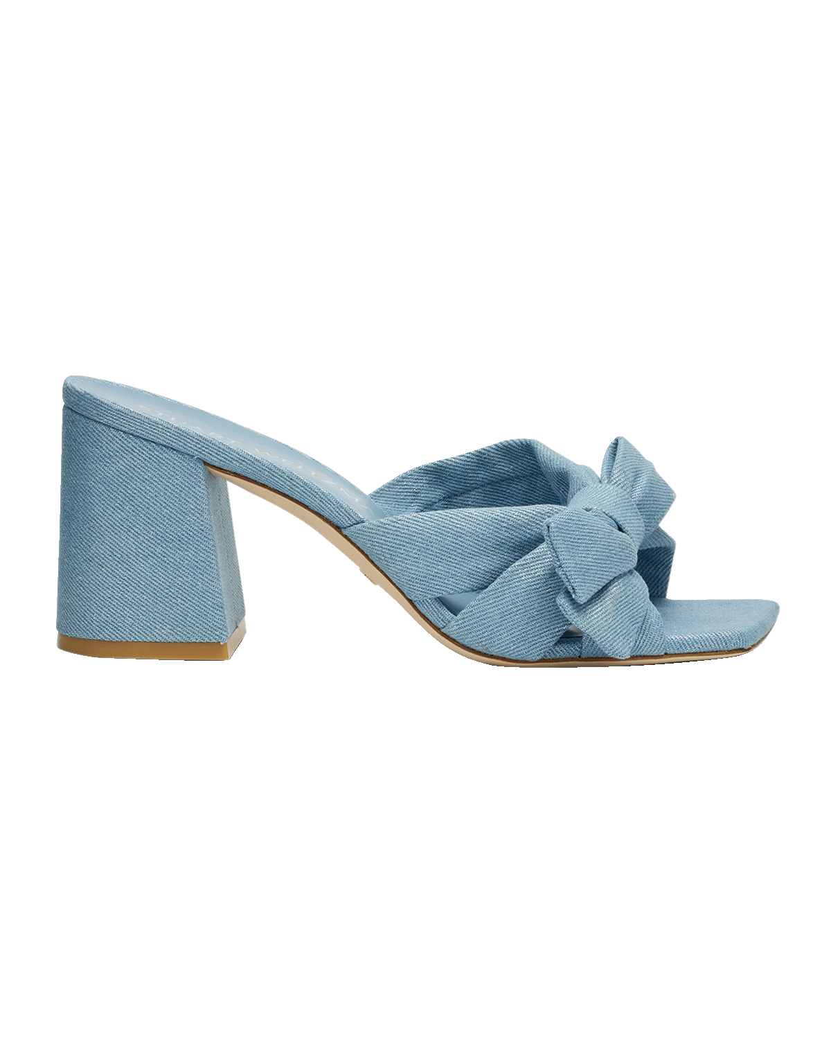 Stuart Weitzman Sofia Denim Bow Mule Sandals
