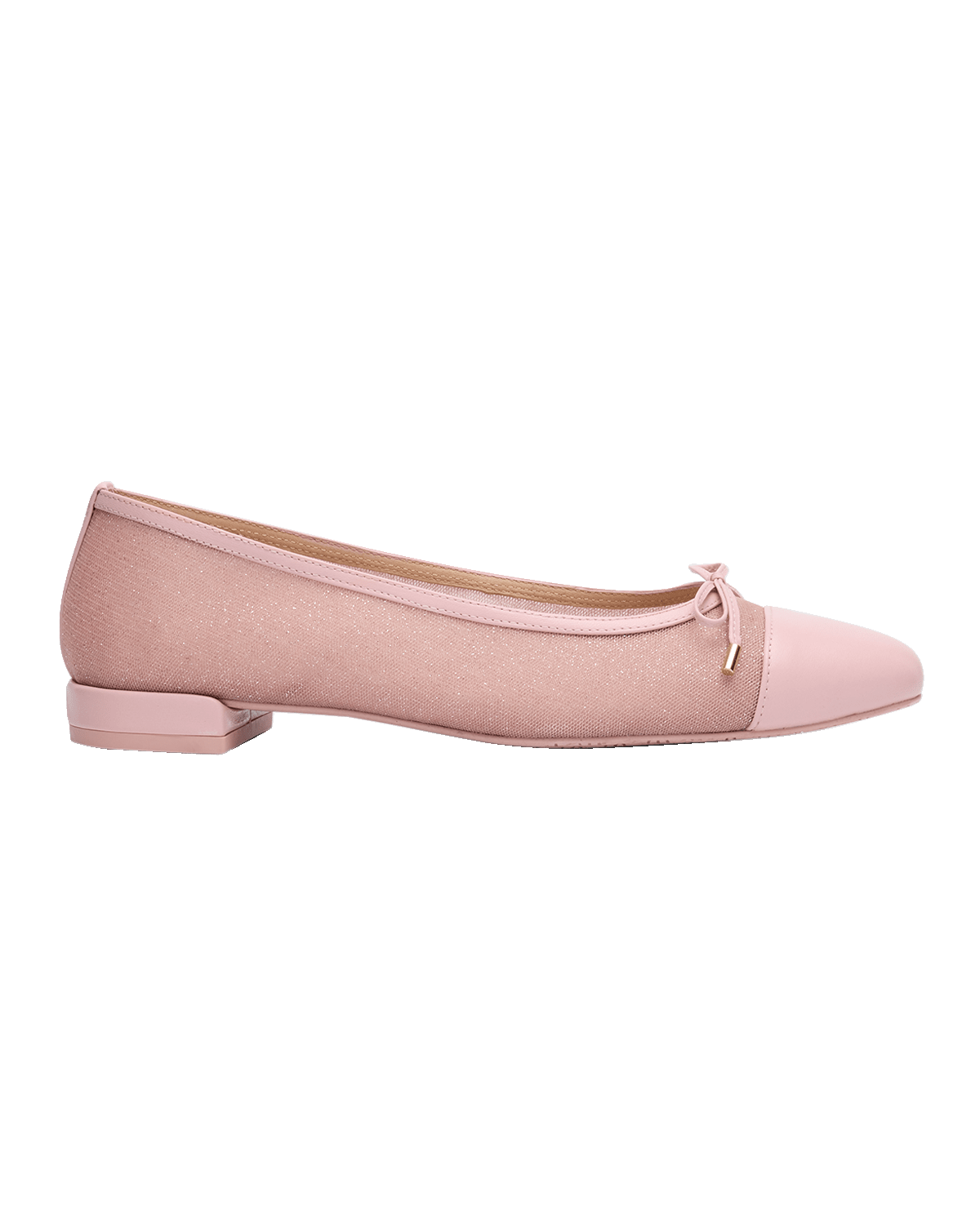 Stuart Weitzman Sleek Sparkle Leather Ballerina Flats