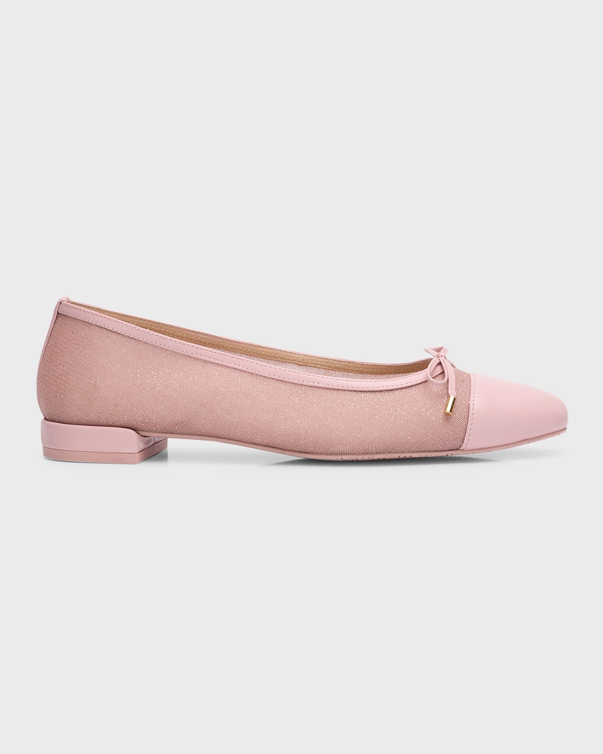 Stuart Weitzman Sleek Sparkle Leather Ballerina Flats