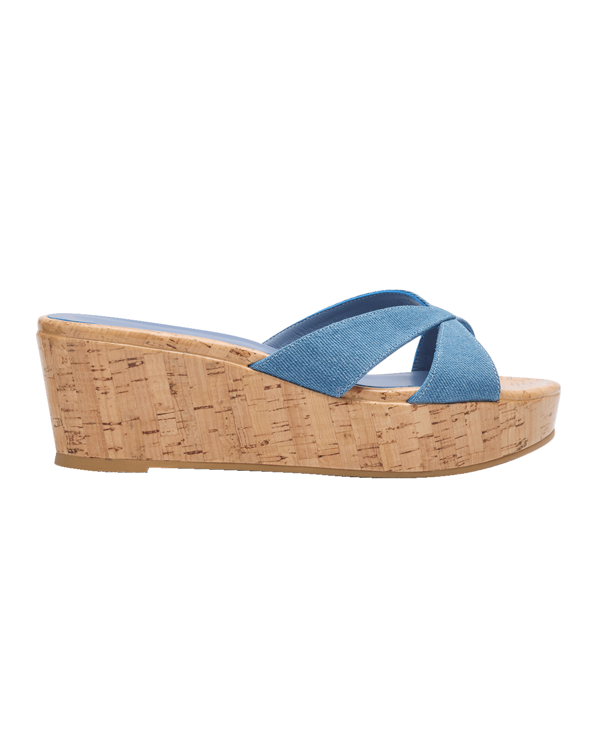 Stuart Weitzman Carmen Denim Crisscross Wedge Sandals