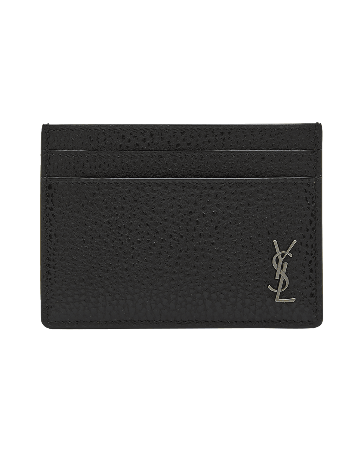 Saint Laurent Men's Tiny Cassandre Pebbled Leather Card Case