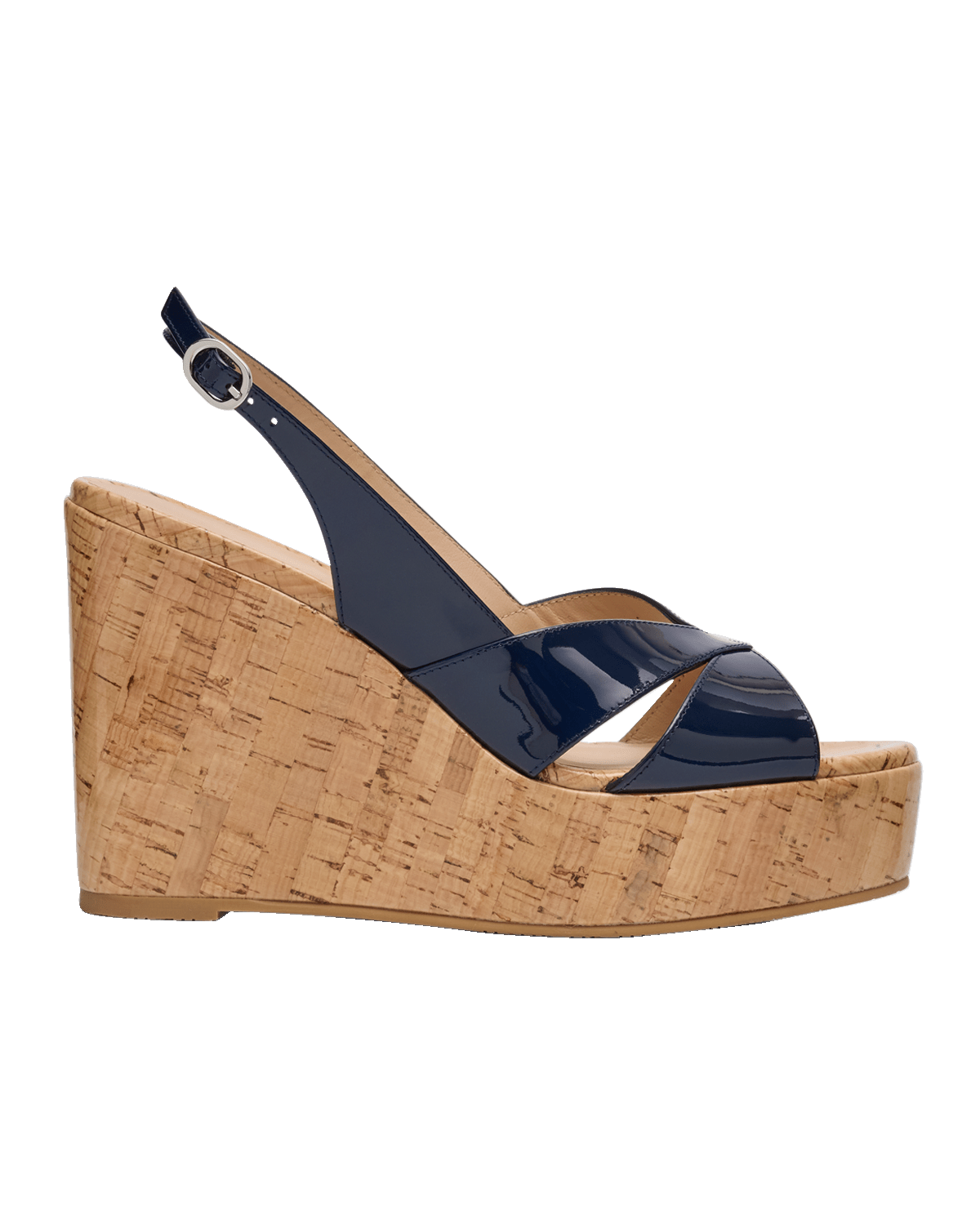 Stuart Weitzman Carmen Patent Slingback Wedge Sandals