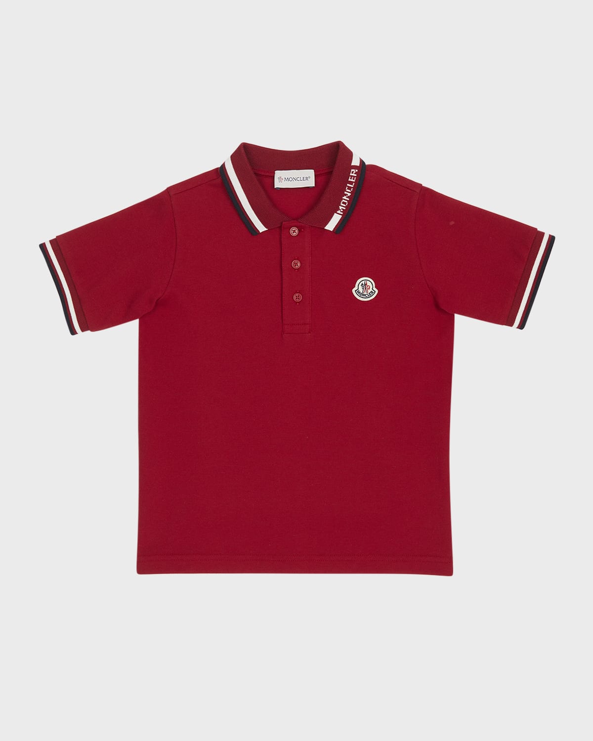 Moncler Boy's Logo Embroidered Cotton Polo, Size 4-6