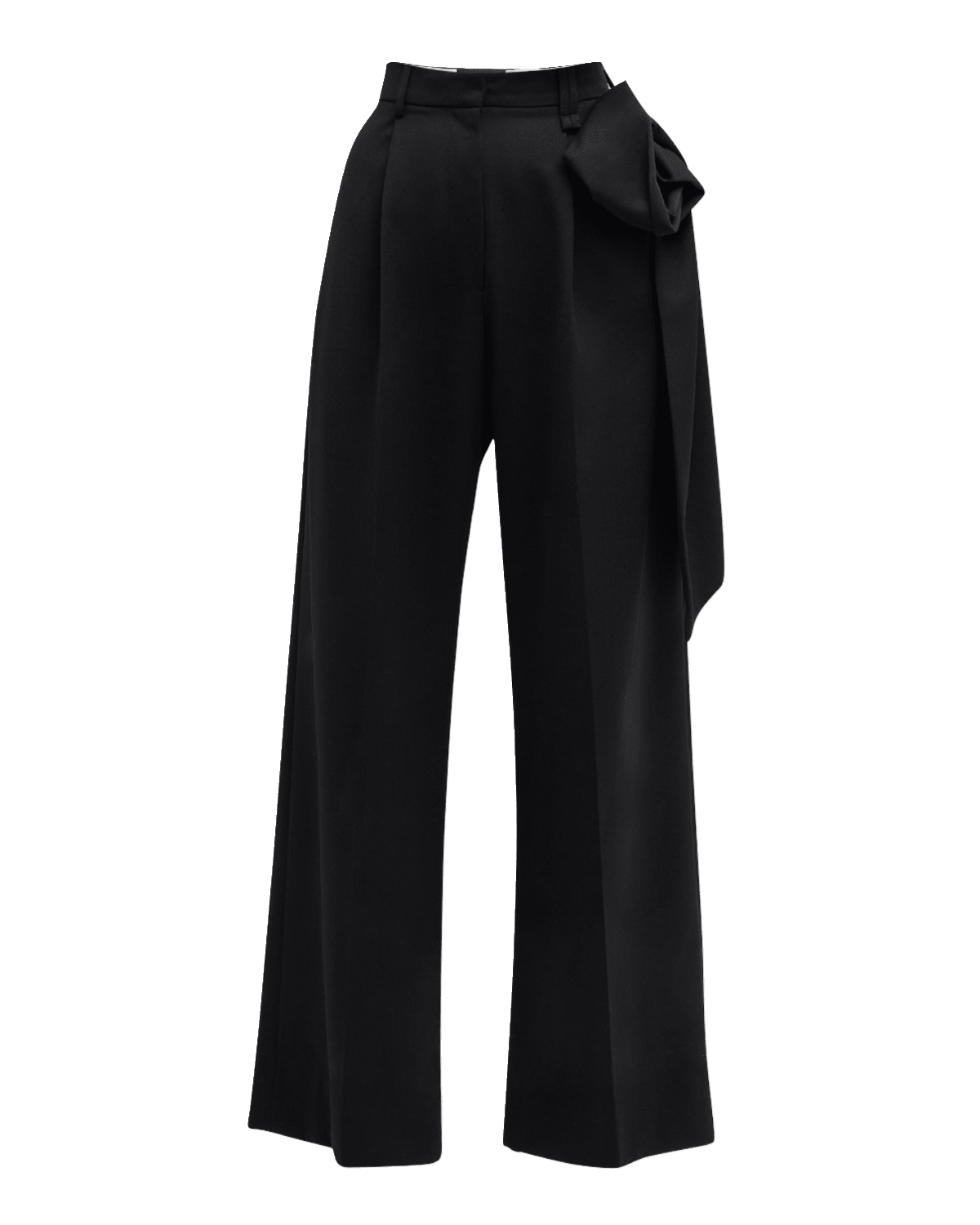 Simone Rocha Pleated Straight-Leg Trousers with Pressed Rose Detail