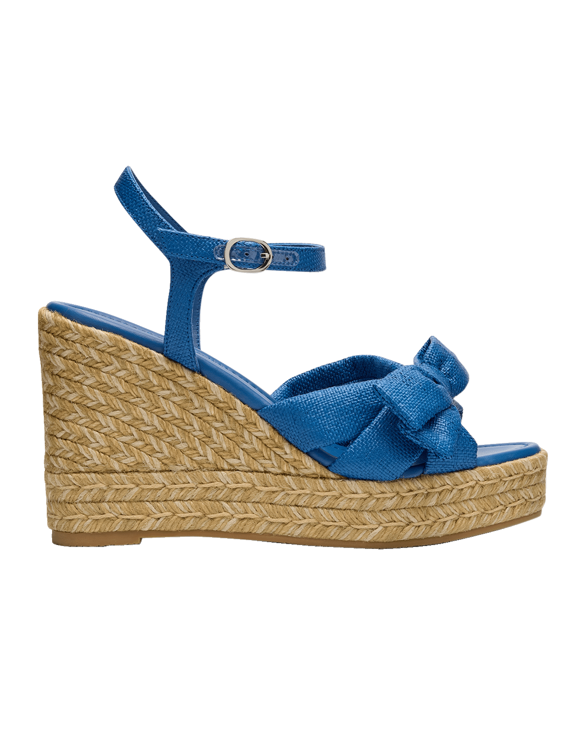 Stuart Weitzman Sofia Linen Bow Wedge Espadrille Sandals