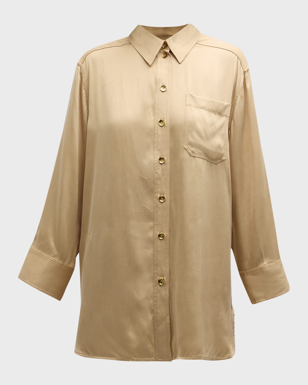 Ganni Button-Front Washed Satin Shirt