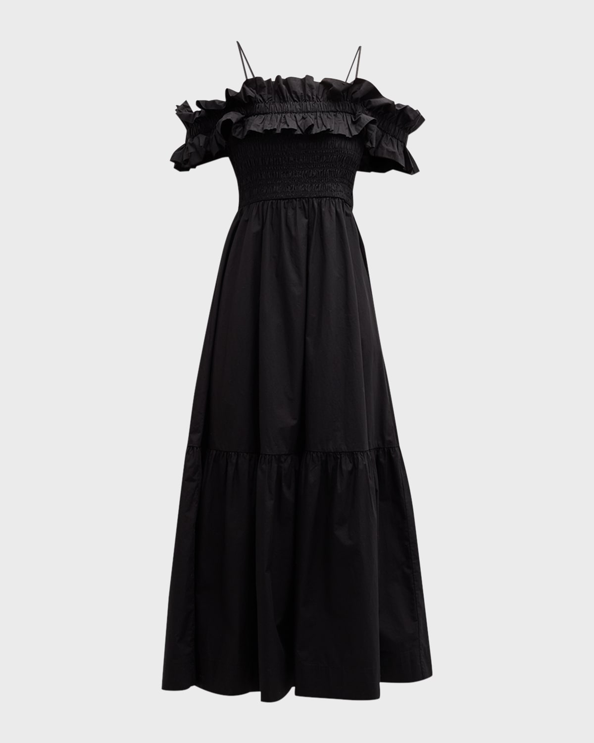 Ganni Ruched Floral Mesh Mini Dress