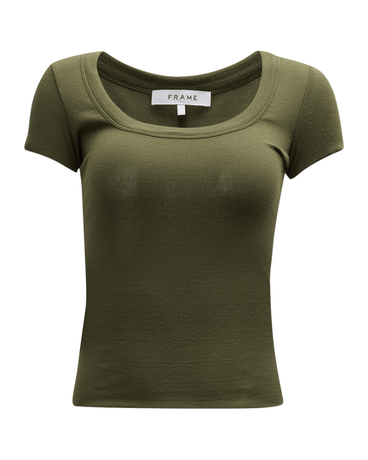 FRAME Ribbed Scoop-Neck Baby Tee