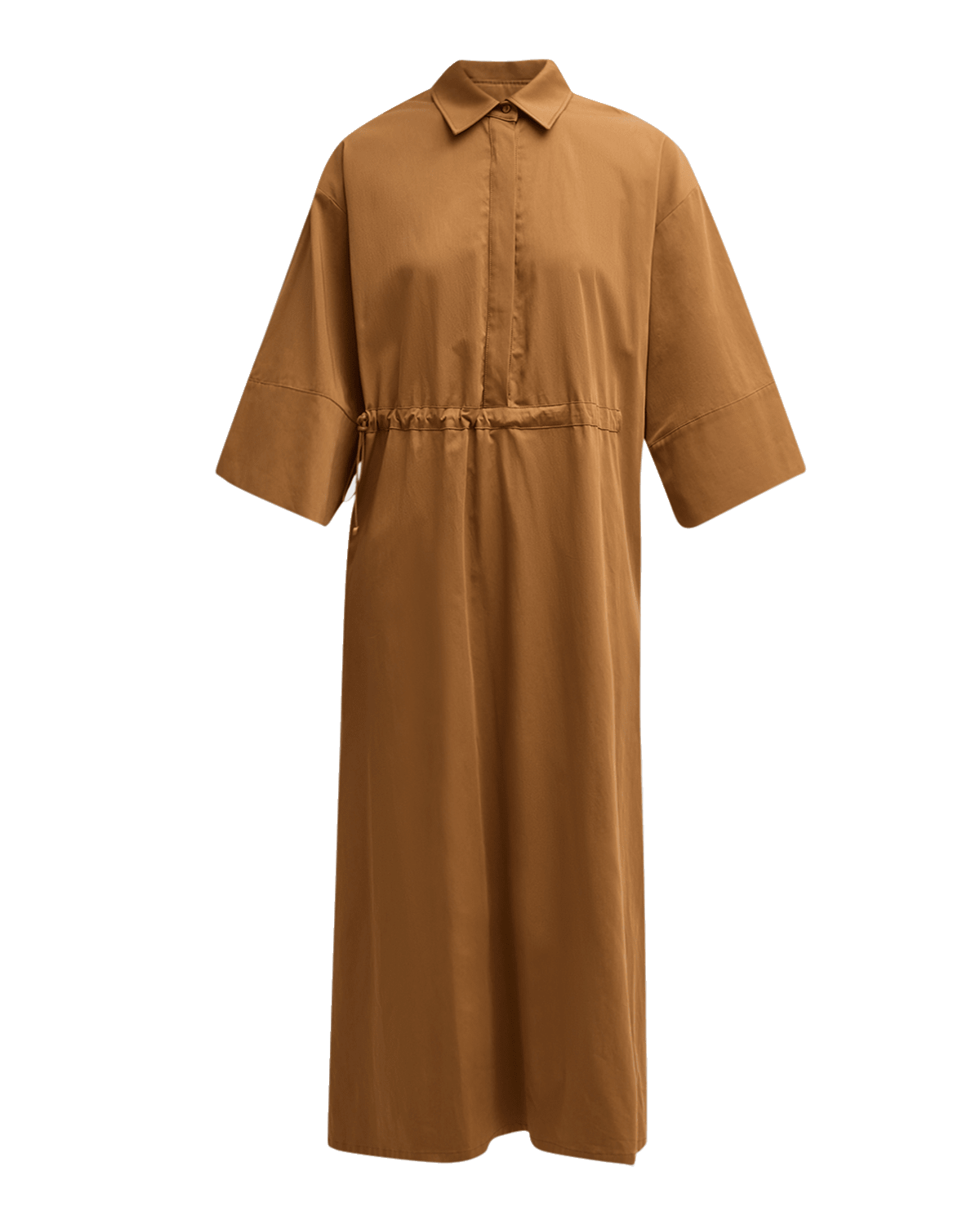 Max Mara Eulalia Drawcord-Waist 3/4-Sleeve Midi Shirtdress