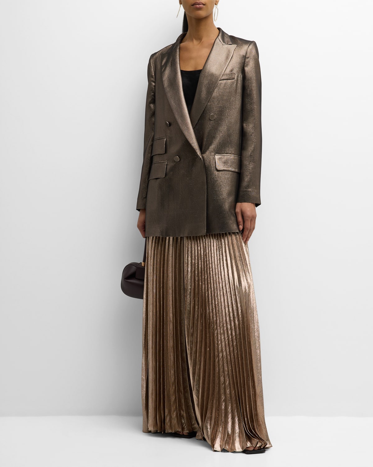 Max Mara Edro Metallic Silk Blazer Jacket