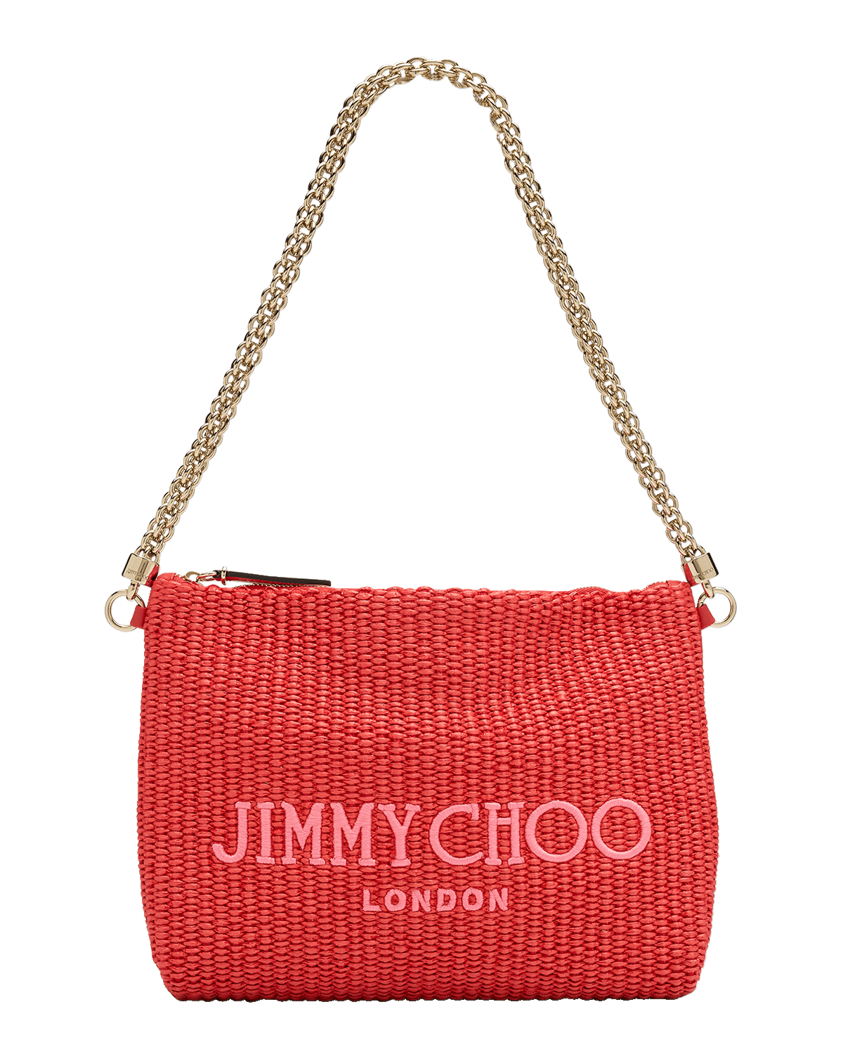 Jimmy Choo Callie Logo London Raffia Shoulder Bag