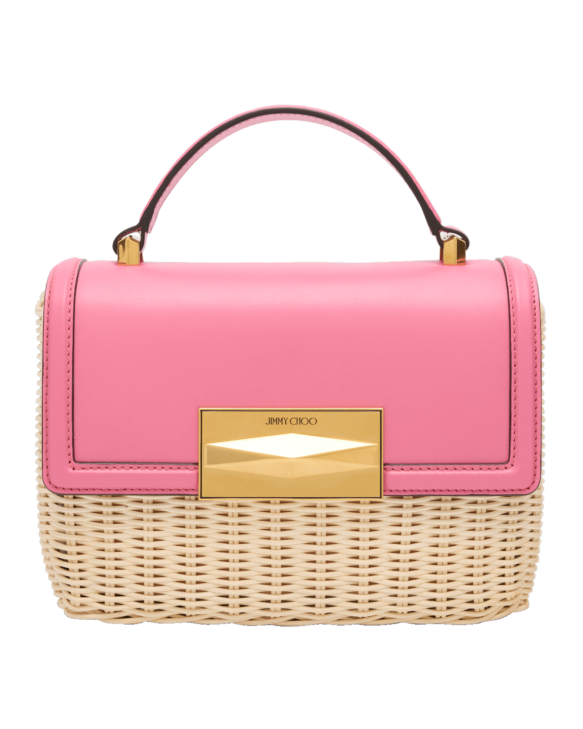 Jimmy Choo Diamond Flap Raffia Top-Handle Bag