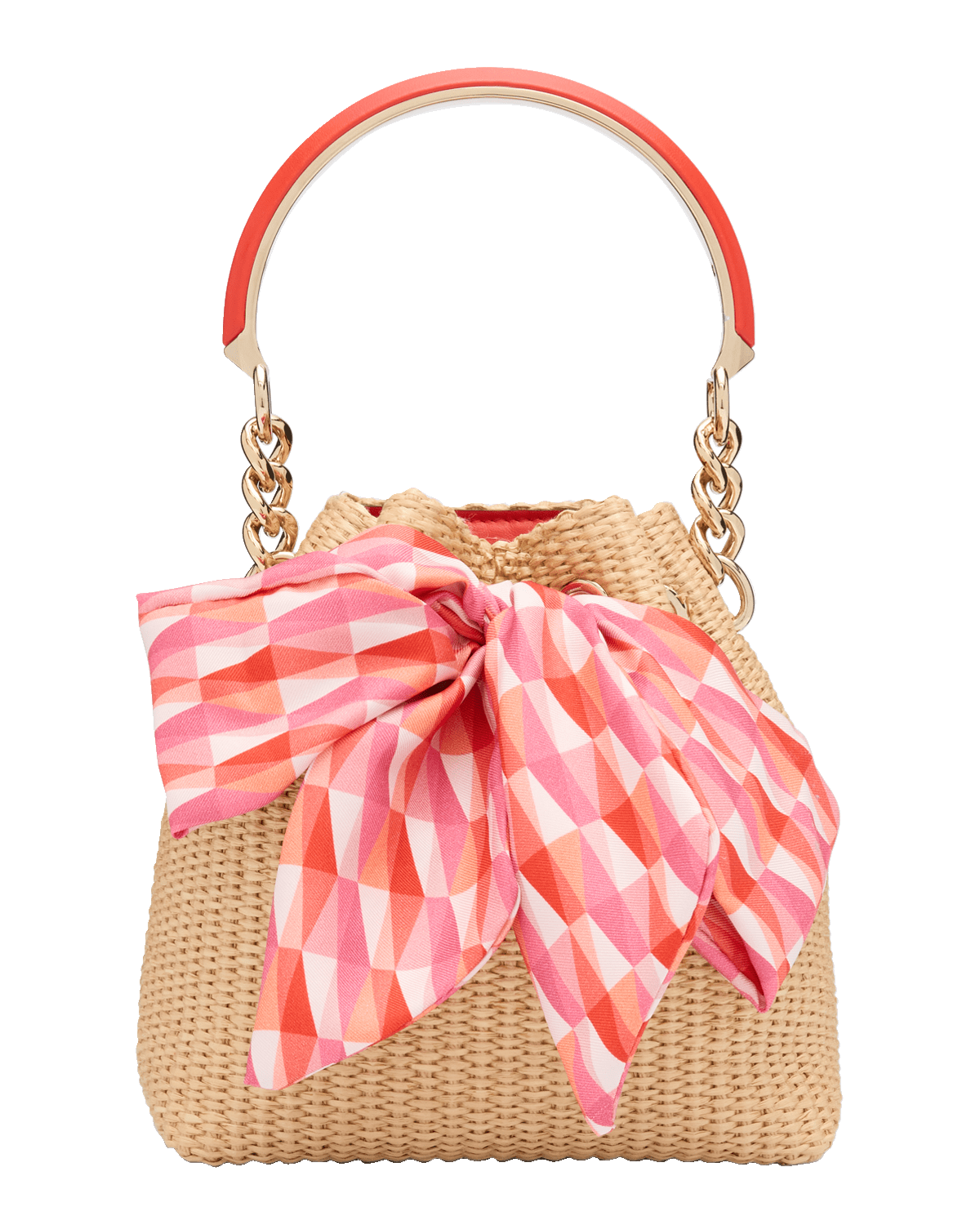 Jimmy Choo Bon Bon Bow Raffia Bucket Bag