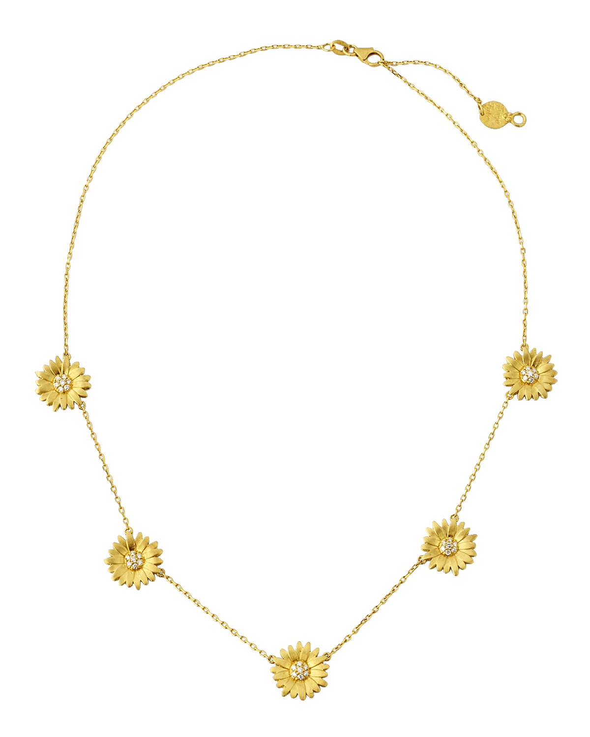 Tanya Farah 18k Yellow Gold Diamond Daisy Station Necklace