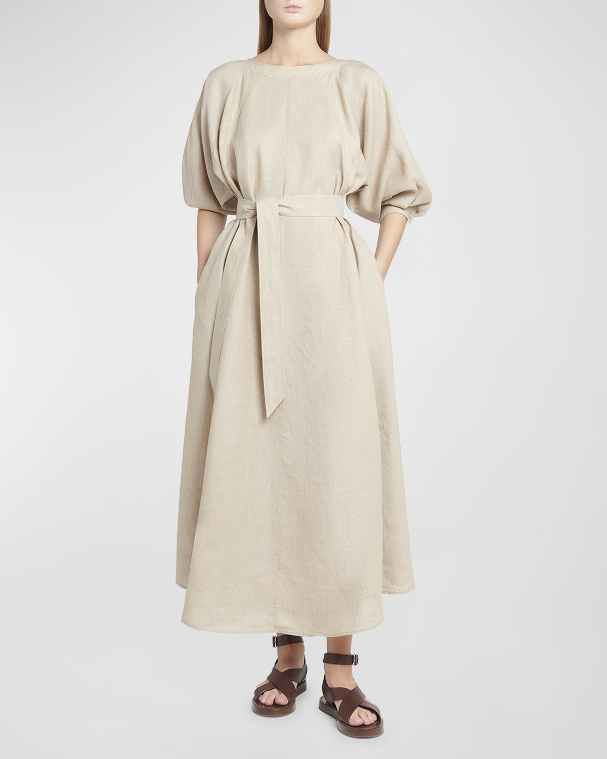 Loro Piana Mina Solaire Belted Maxi Dress