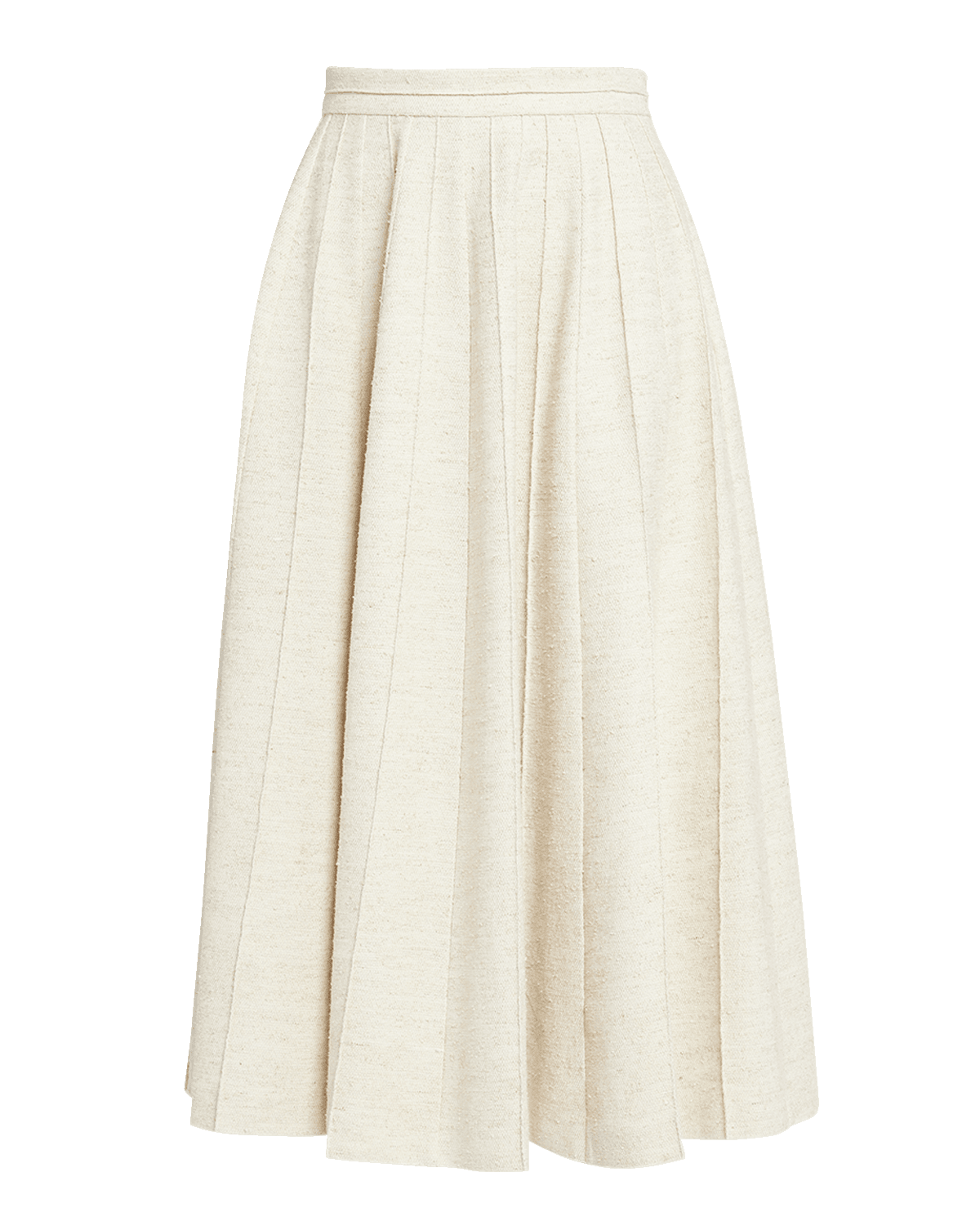 Loro Piana Fumiko Pleated Wool Silk Linen Midi Skirt