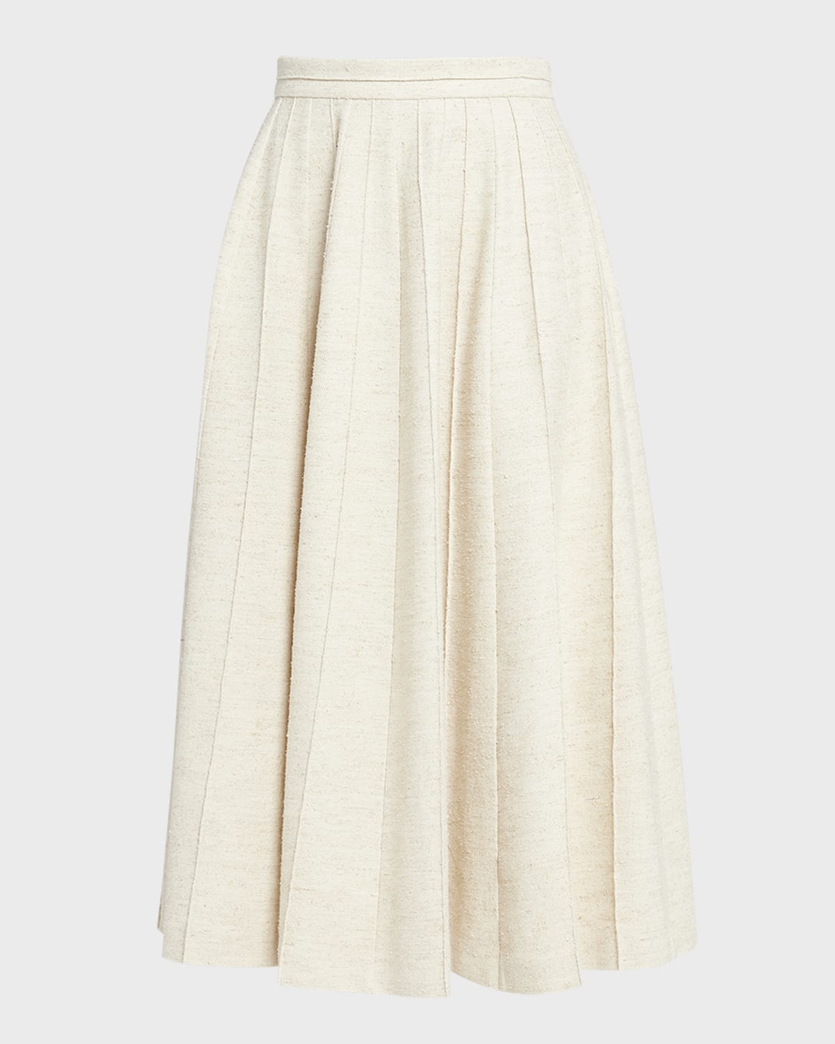 Loro Piana Fumiko Pleated Wool Silk Linen Midi Skirt