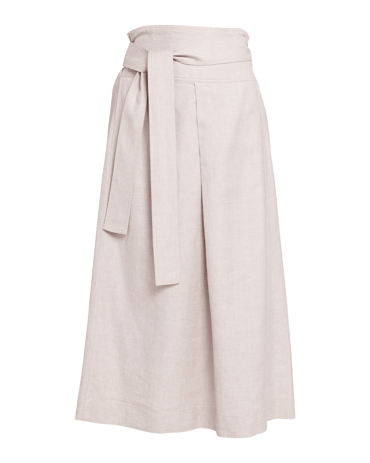 Loro Piana Ariel Spring Linen-Wool Belted Midi Skirt