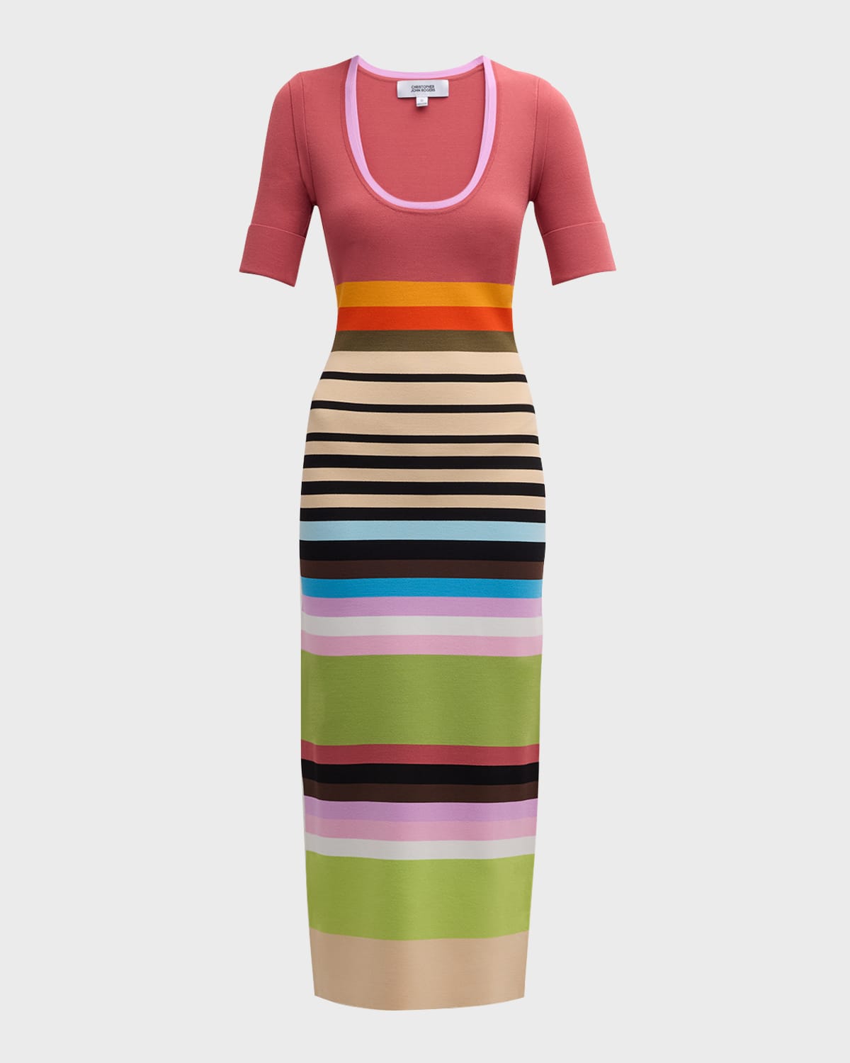 CHRISTOPHER JOHN ROGERS Multicolor Striped Knit Midi Dress