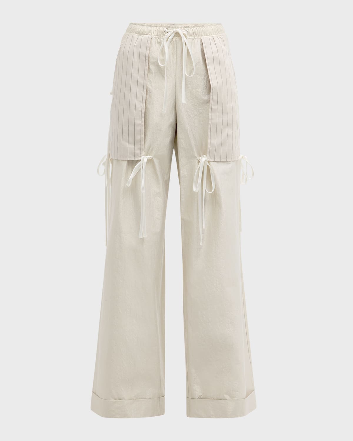 CHRISTOPHER JOHN ROGERS Metallic Taffeta Wide-Leg Pants with Patch Pockets