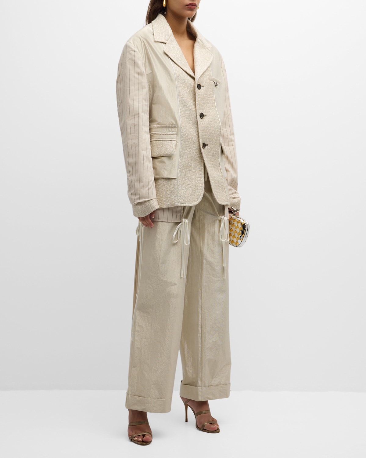 CHRISTOPHER JOHN ROGERS Metallic Taffeta Inside Out Blazer Jacket