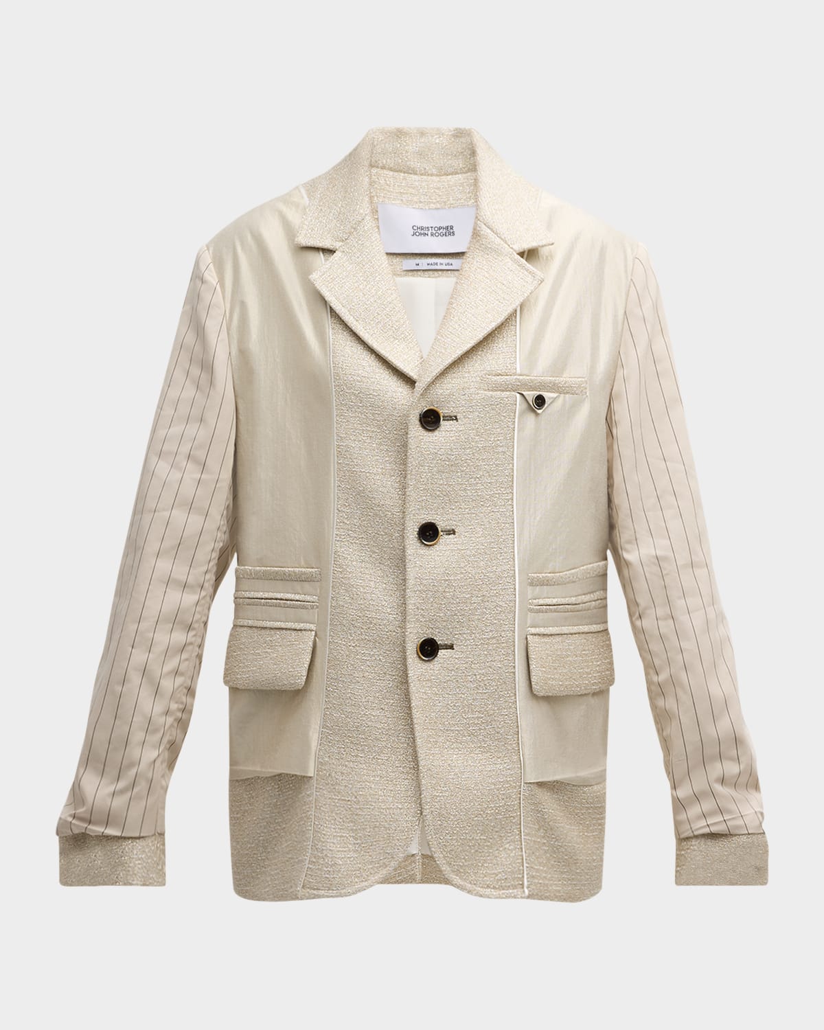 CHRISTOPHER JOHN ROGERS Metallic Taffeta Inside Out Blazer Jacket