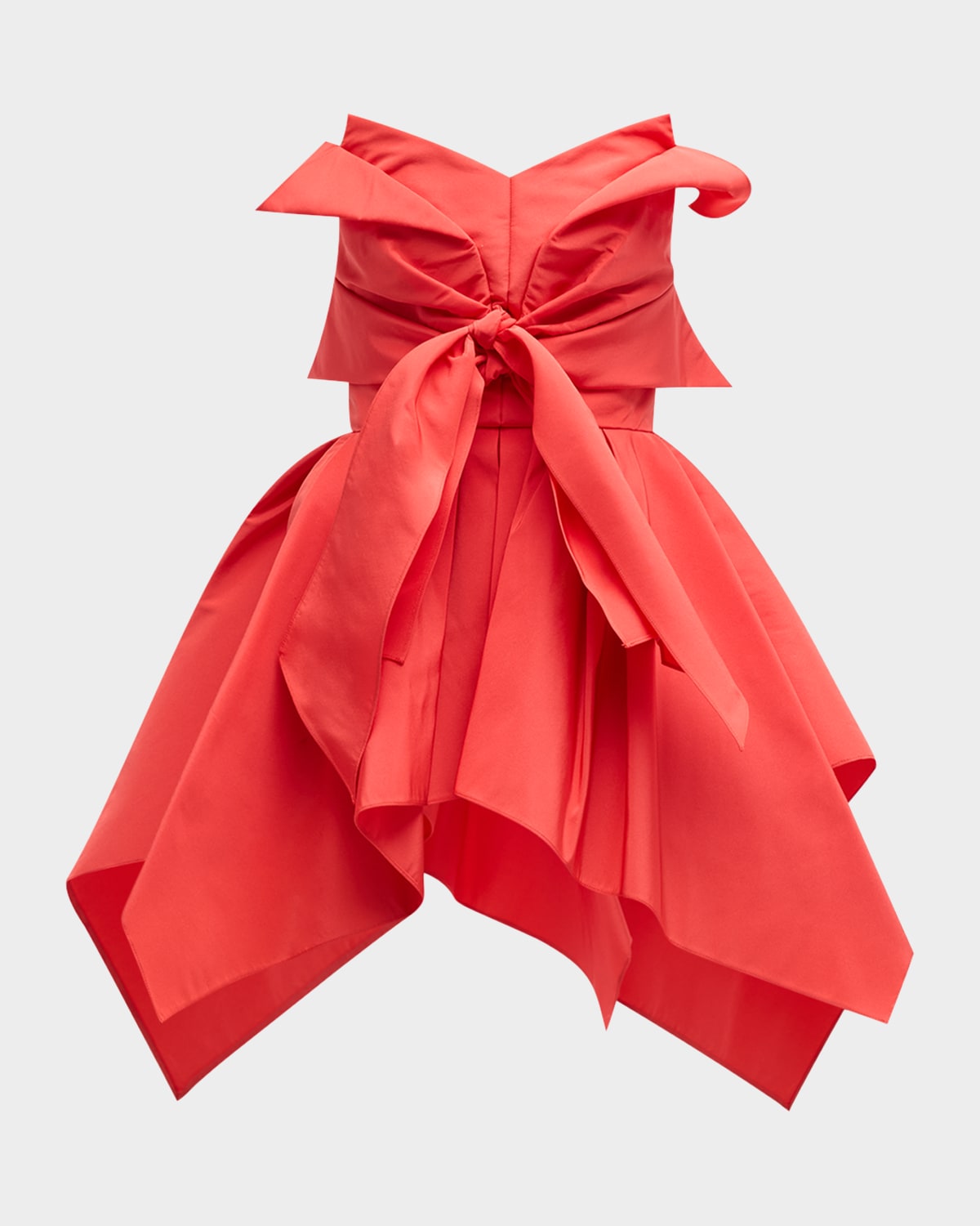 CHRISTOPHER JOHN ROGERS Silk Strapless Asymmetric Top with Tie Front Detail