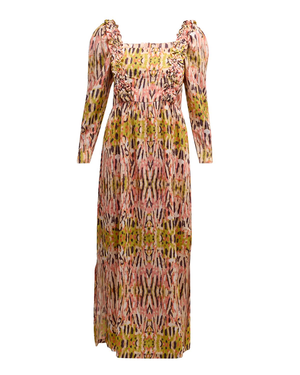 Atelier 17.56 Vitorina Abstract-Print Ruffle-Trim Midi Dress