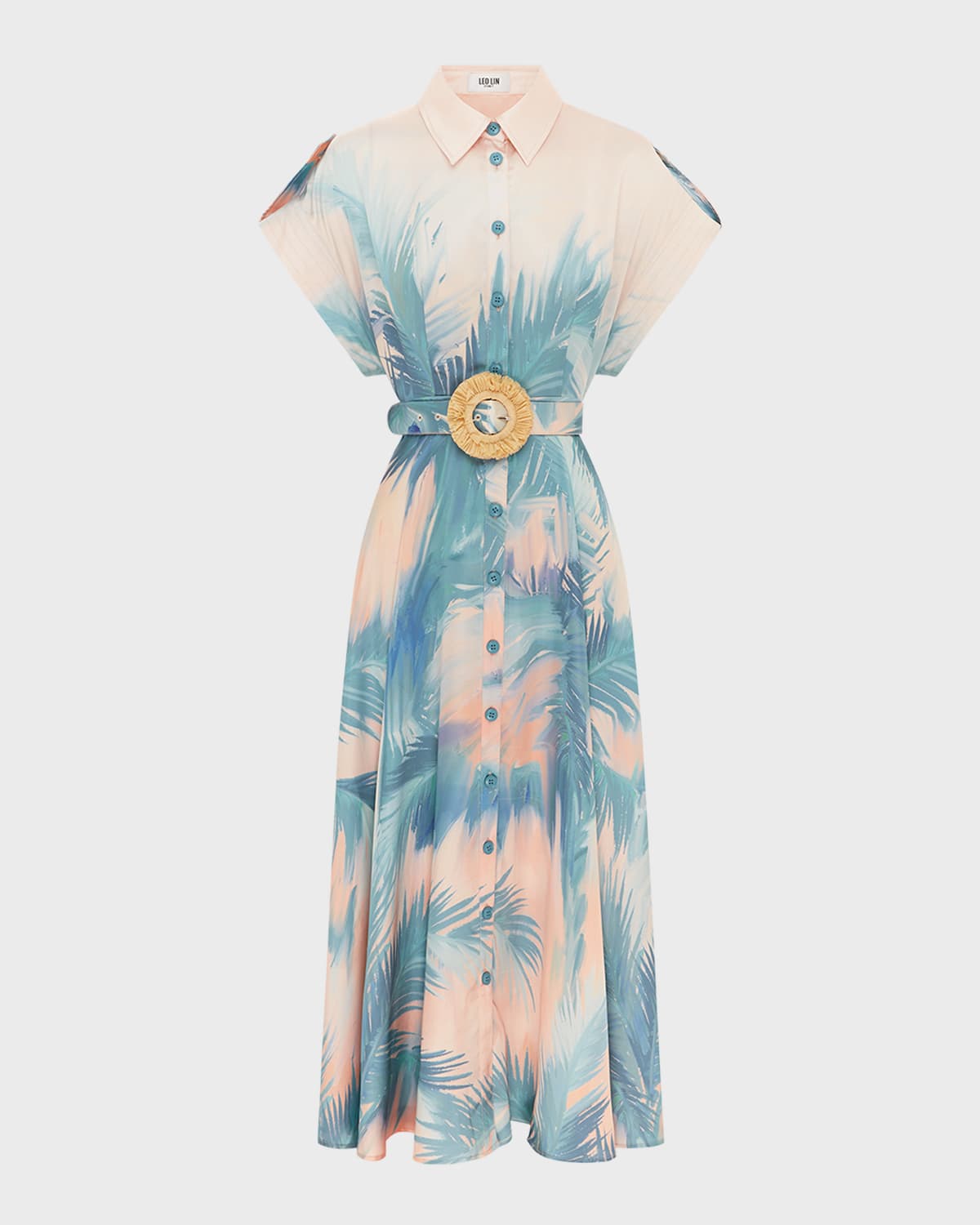 LEO LIN Anita Pocket Belted Midi Shirt Dress