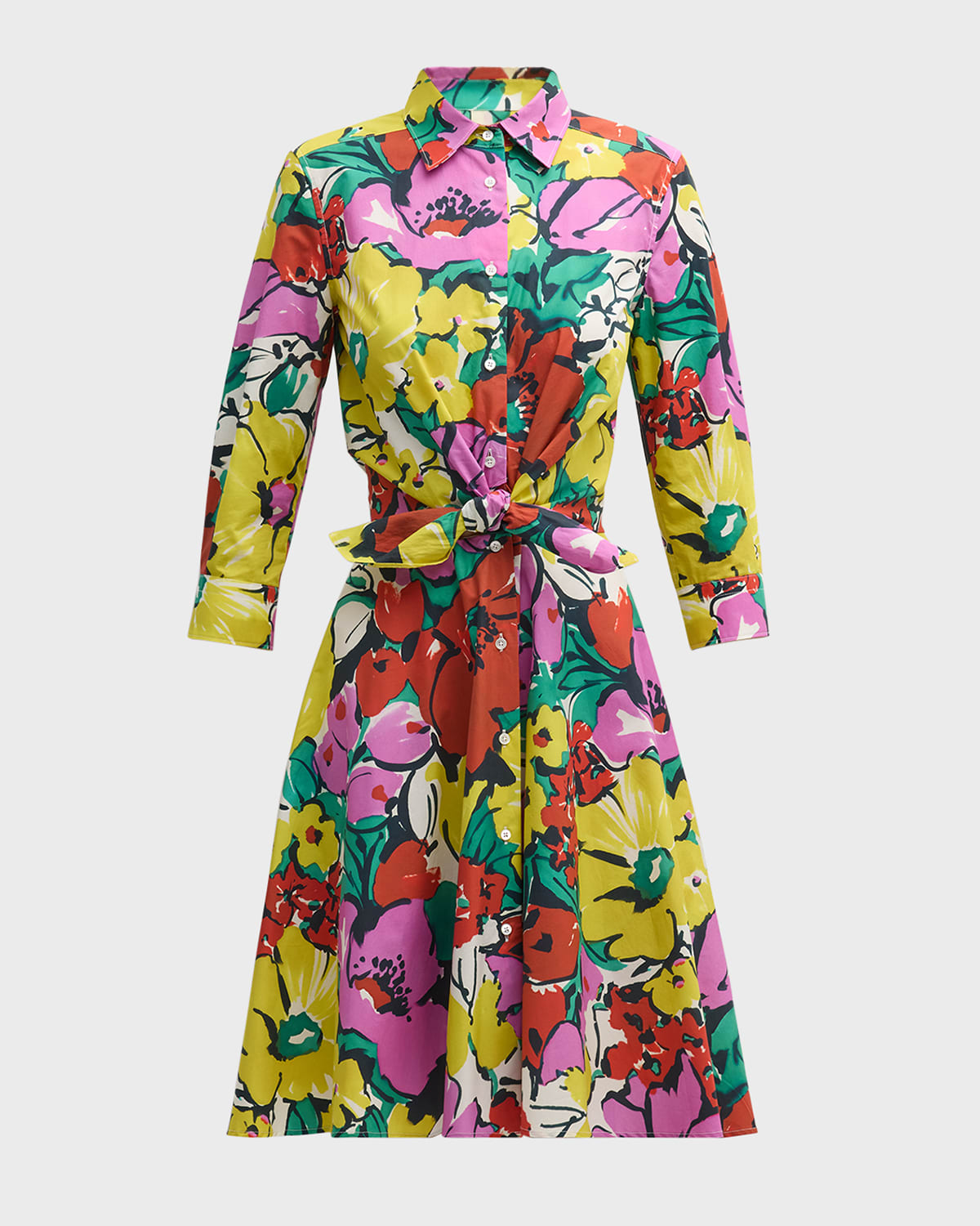 Sara Roka Dralla57 Floral-Print Poplin Midi Shirtdress