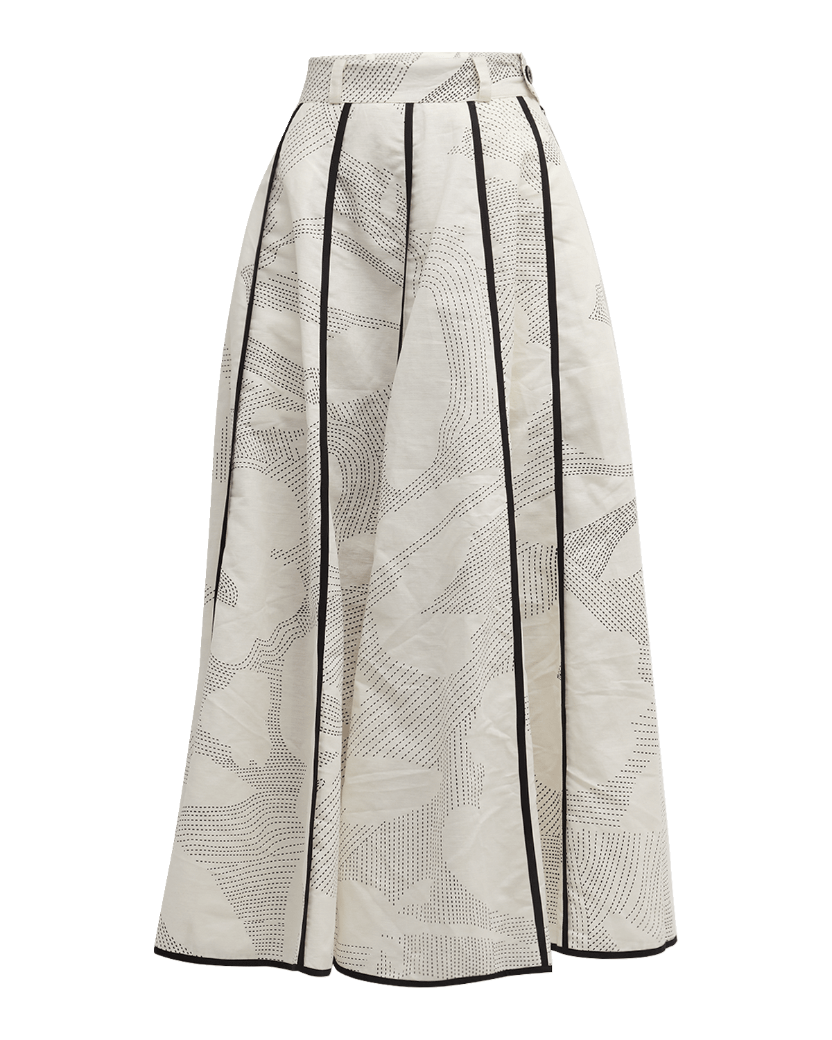 LOVEBIRDS Chiaroscuro Printed Seamed A-Line Midi Skirt