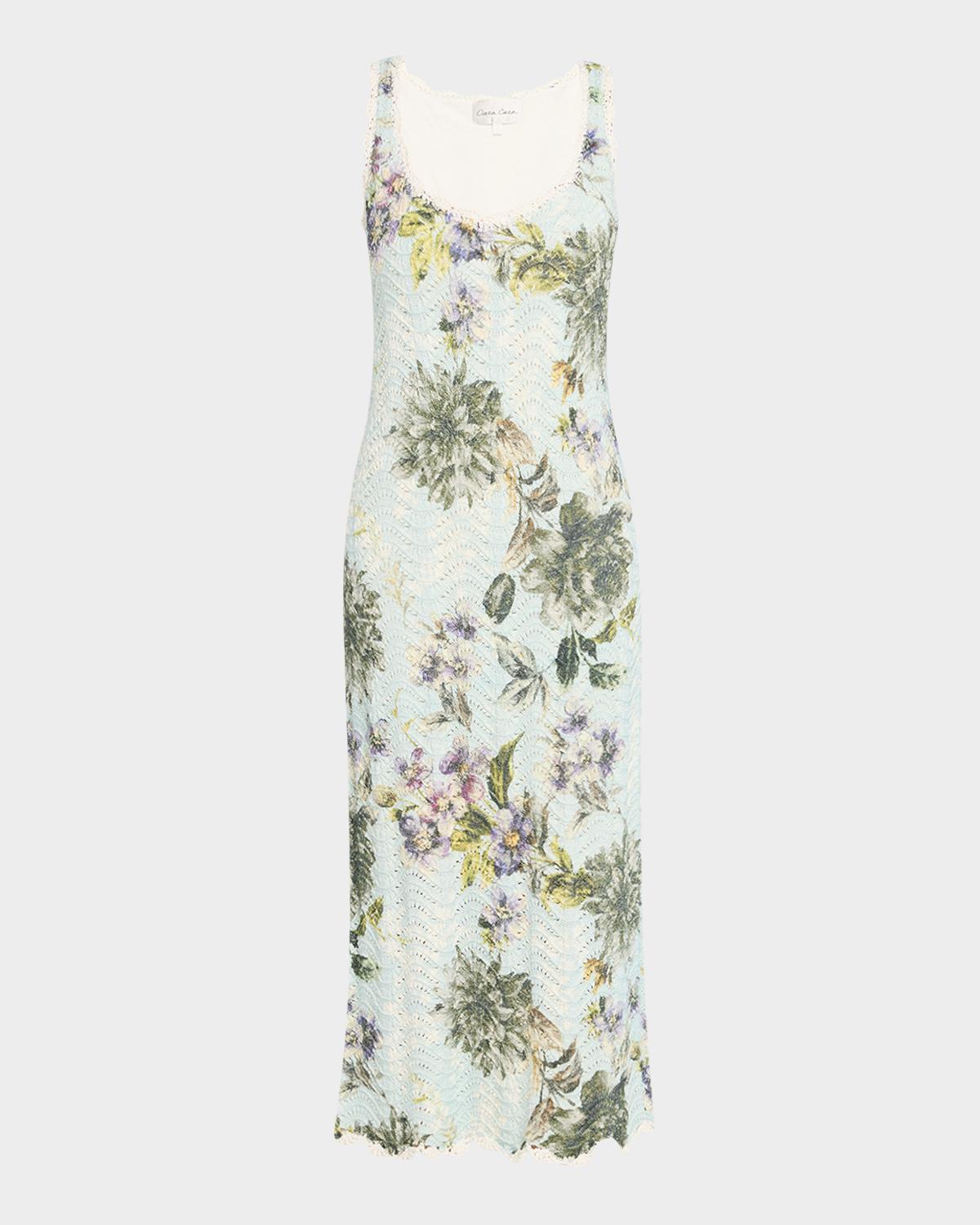 Cara Cara Orel Floral Crochet Knit Sleeveless Maxi Dress