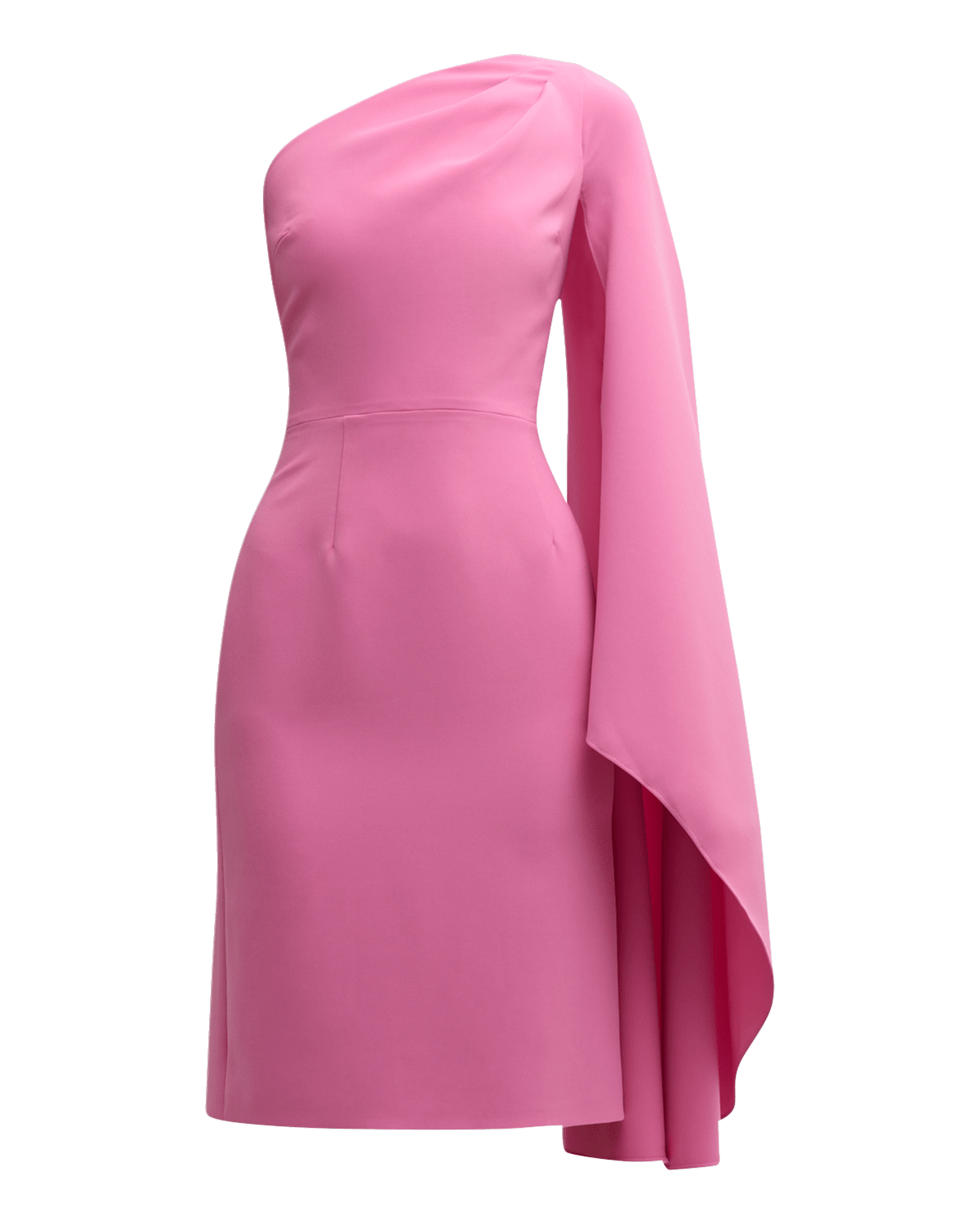 Rickie Freeman for Teri Jon One-Shoulder Cape-Sleeve Crepe Midi Dress
