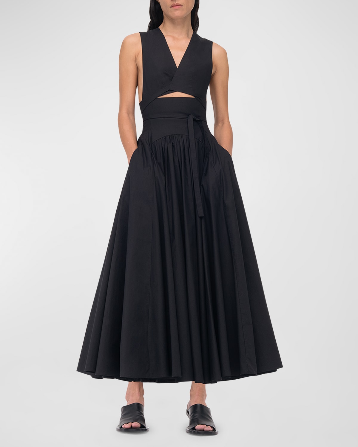 Another Tomorrow Cutout Flared Wrap Dress